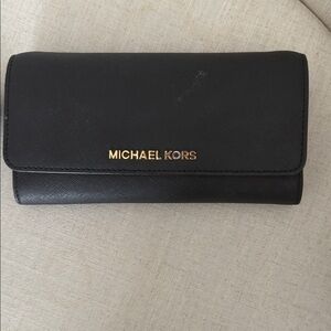 Michael Kors Jet Set Travel Phone Wallet Crossbody Clutch BLACK Leather Bag